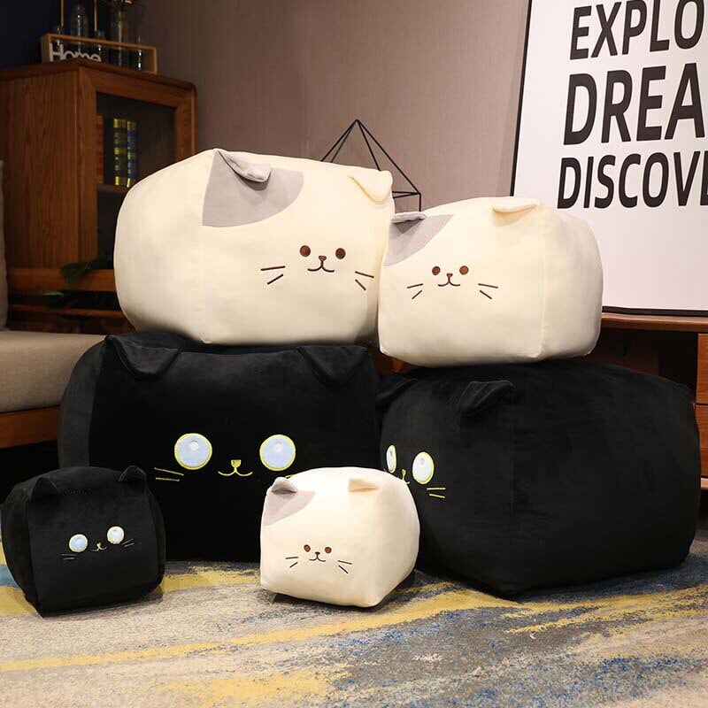 Kawaii Black White Cube Cat Plushies-Kawaii Dream