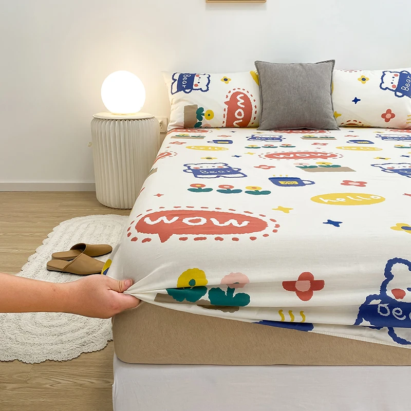 Kawaii Blue Bear Fitted Bed Sheet-Kawaii Dream