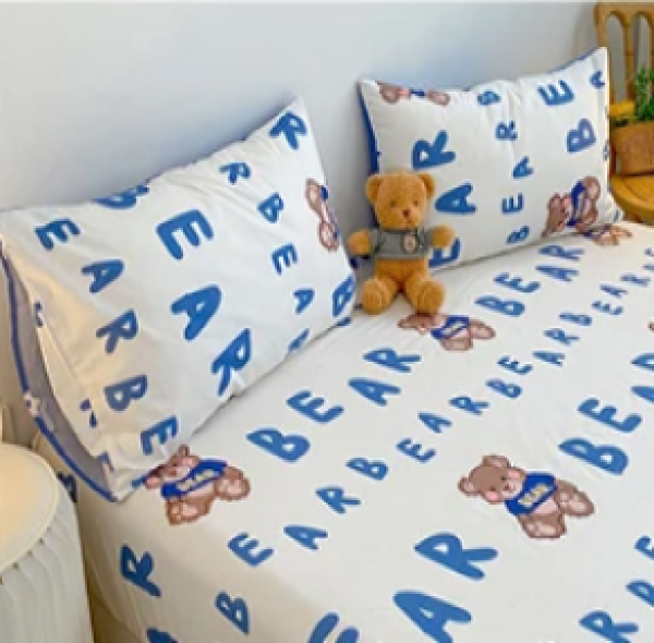 Kawaii Blue Bear Fitted Bed Sheet-Kawaii Dream