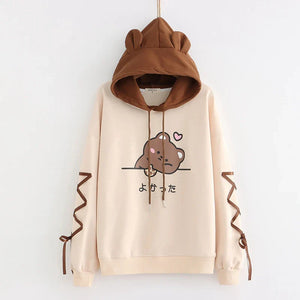 Kawaii Brown Bear Cookies Two-Tone Hoodie-Kawaii Dream