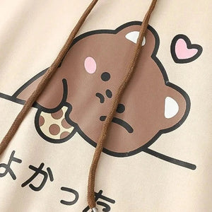 Kawaii Brown Bear Cookies Two-Tone Hoodie-Kawaii Dream