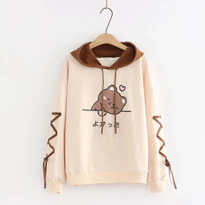 Kawaii Brown Bear Cookies Two-Tone Hoodie-Kawaii Dream
