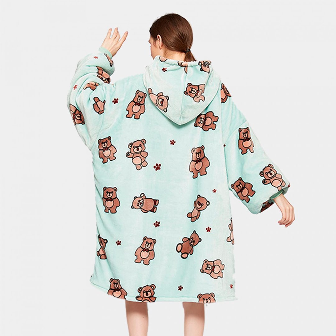Kawaii Brown Bears Oversized Thick Blanket Hoodie-Kawaii Dream