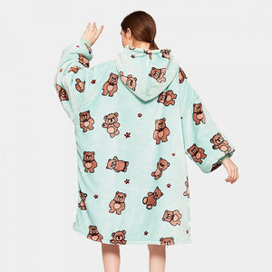 Kawaii Brown Bears Oversized Thick Blanket Hoodie-Kawaii Dream