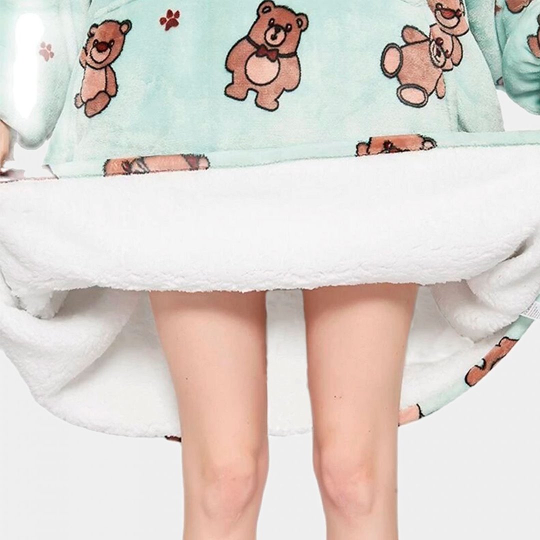 Kawaii Brown Bears Oversized Thick Blanket Hoodie-Kawaii Dream