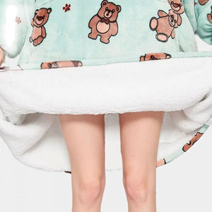 Kawaii Brown Bears Oversized Thick Blanket Hoodie-Kawaii Dream