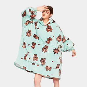 Kawaii Brown Bears Oversized Thick Blanket Hoodie-Kawaii Dream