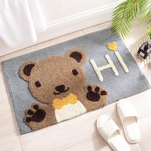 Kawaii Brown Paw Bear Bathroom Mat-Kawaii Dream