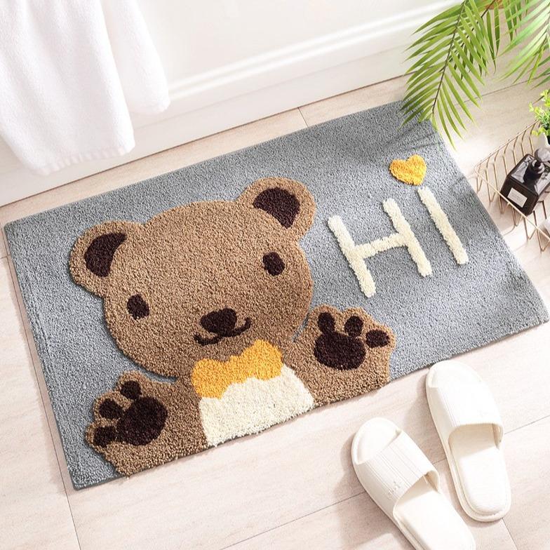 Kawaii Brown Paw Bear Bathroom Mat-Kawaii Dream