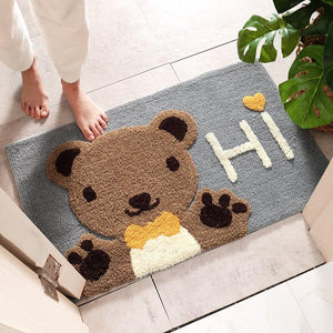 Kawaii Brown Paw Bear Bathroom Mat-Kawaii Dream