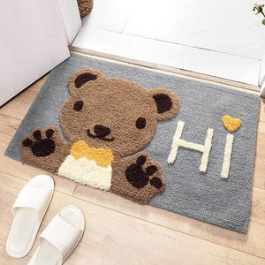 Kawaii Brown Paw Bear Bathroom Mat-Kawaii Dream