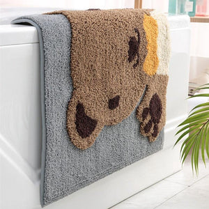 Kawaii Brown Paw Bear Bathroom Mat-Kawaii Dream