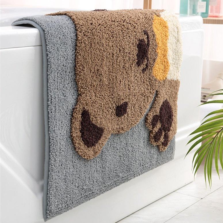 Kawaii Brown Paw Bear Bathroom Mat-Kawaii Dream