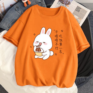 Kawaii Bunny Eating Cotton Women's Tee-Kawaii Dream