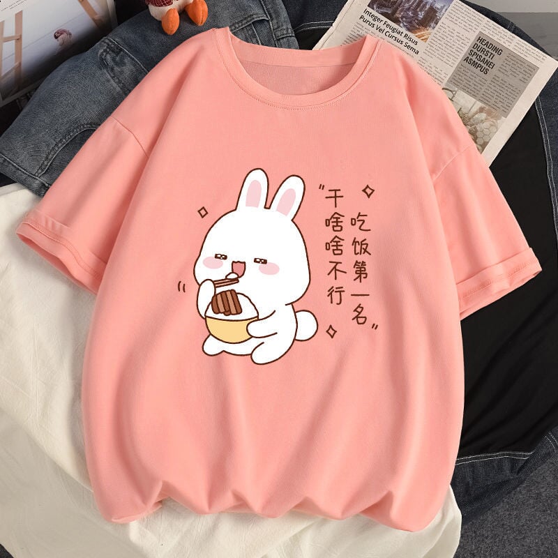 Kawaii Bunny Eating Cotton Women's Tee-Kawaii Dream