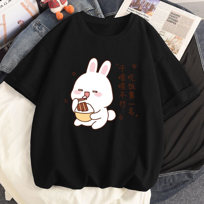 Kawaii Bunny Eating Cotton Women's Tee-Kawaii Dream