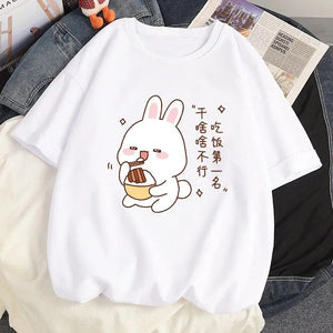 Kawaii Bunny Eating Cotton Women's Tee-Kawaii Dream
