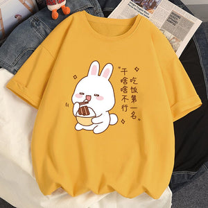 Kawaii Bunny Eating Cotton Women's Tee-Kawaii Dream