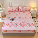 Kawaii Bunny Pink White Polyester Bedsheet Only-Kawaii Dream