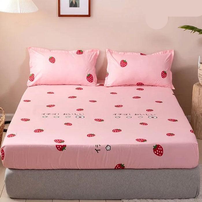 Kawaii Bunny Pink White Polyester Bedsheet Only-Kawaii Dream