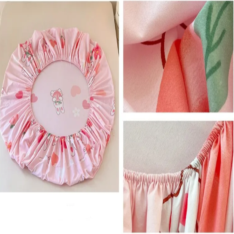 Kawaii Bunny Pink White Polyester Bedsheet Only-Kawaii Dream