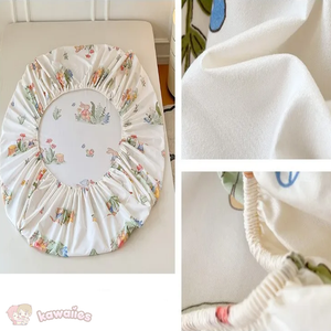 Kawaii Bunny Pink White Polyester Bedsheet Only-Kawaii Dream