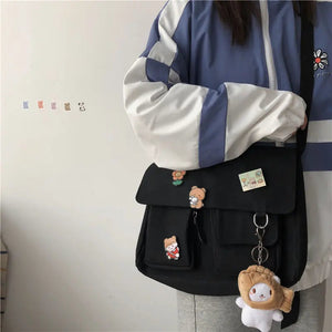 Kawaii Canvas Black White Bookbag-Kawaii Dream