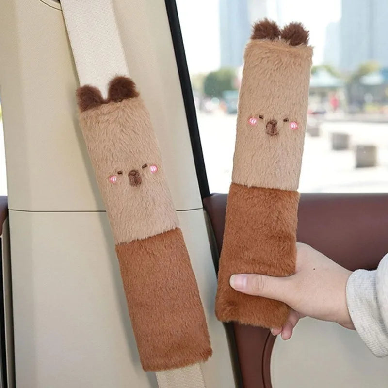 Kawaii Capybara Plush Car Seat Belt Cover Shoulder Strap Accessory-Kawaii Dream