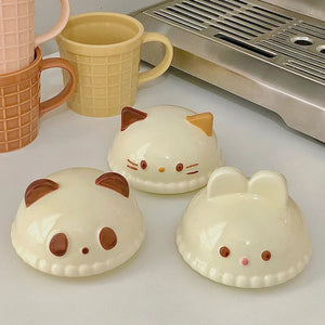 Kawaii Cat Rabbit Panda Waffle Ceramic Mug with Lid-Kawaii Dream