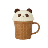 Kawaii Cat Rabbit Panda Waffle Ceramic Mug with Lid-Kawaii Dream