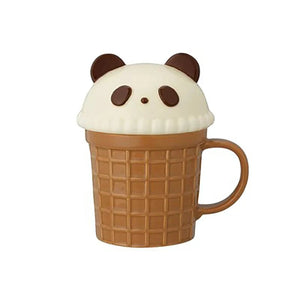 Kawaii Cat Rabbit Panda Waffle Ceramic Mug with Lid-Kawaii Dream