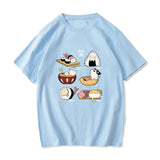 Kawaii Cat Sushi Harajuku Cotton Unisex Tee-Kawaii Dream