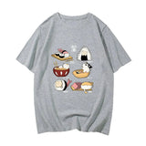Kawaii Cat Sushi Harajuku Cotton Unisex Tee-Kawaii Dream