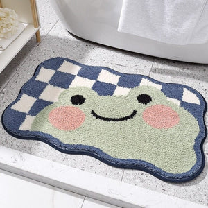 Kawaii Checkered Frog Bunny Non-Slip Bath Mats-Kawaii Dream