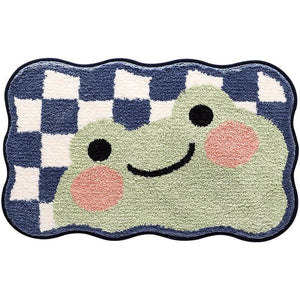 Kawaii Checkered Frog Bunny Non-Slip Bath Mats-Kawaii Dream