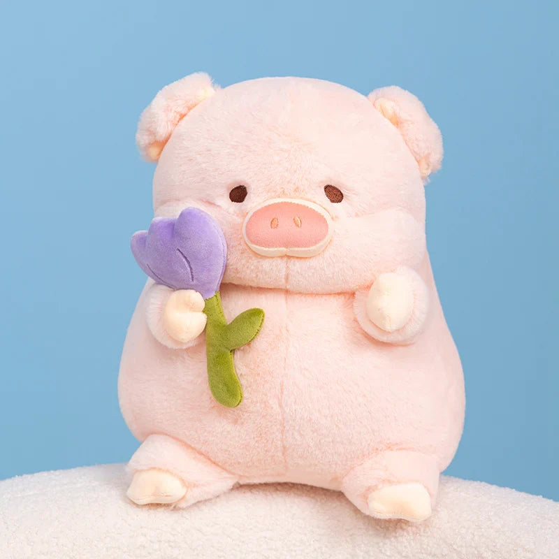 Kawaii Chunky Pig holding Flower Plushie-Kawaii Dream