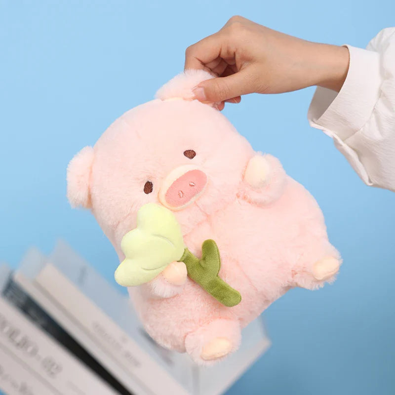 Kawaii Chunky Pig holding Flower Plushie-Kawaii Dream