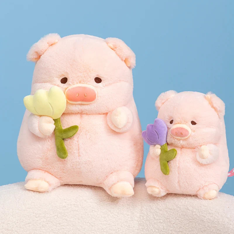 Kawaii Chunky Pig holding Flower Plushie-Kawaii Dream