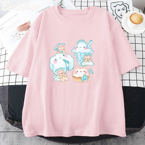 Kawaii Cloudy Snacking Brown Bear Unisex Tee-Kawaii Dream