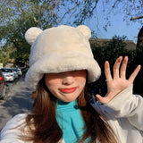 Kawaii Faux Fur Bear Bucket Hat-Kawaii Dream
