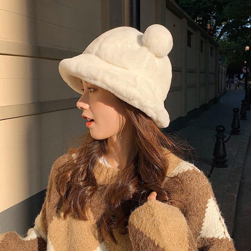 Kawaii Faux Fur Bear Bucket Hat-Kawaii Dream