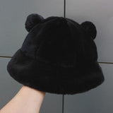 Kawaii Faux Fur Bear Bucket Hat-Kawaii Dream