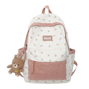 Kawaii Floral Two-tone Backpack-Kawaii Dream
