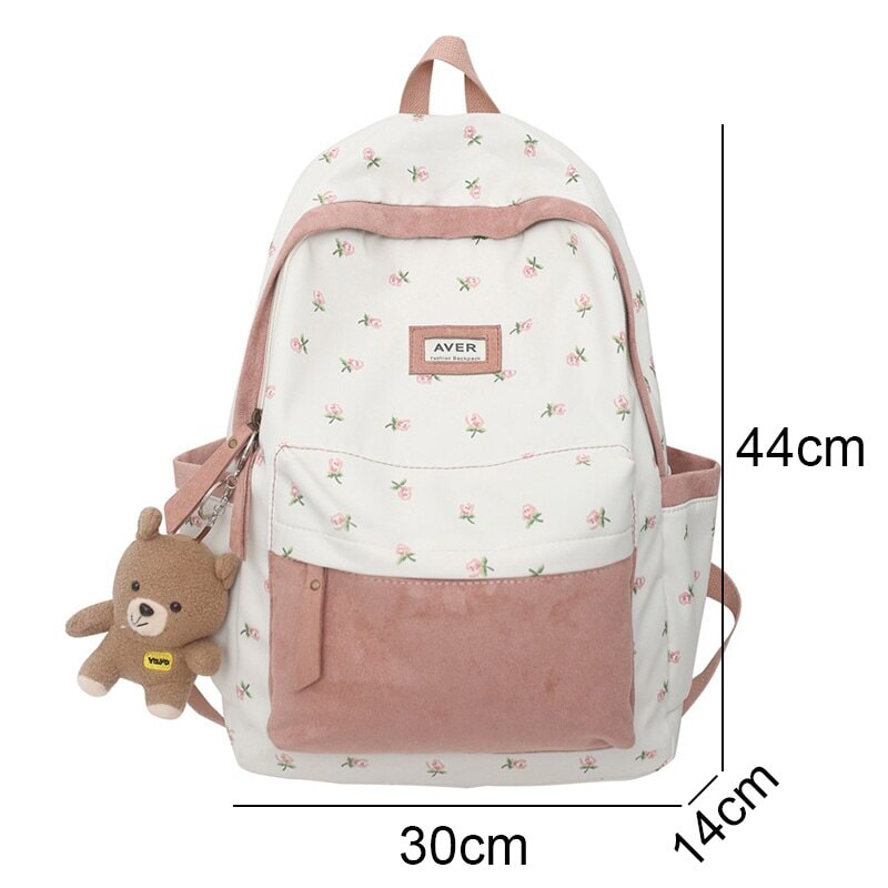 Kawaii Floral Two-tone Backpack-Kawaii Dream