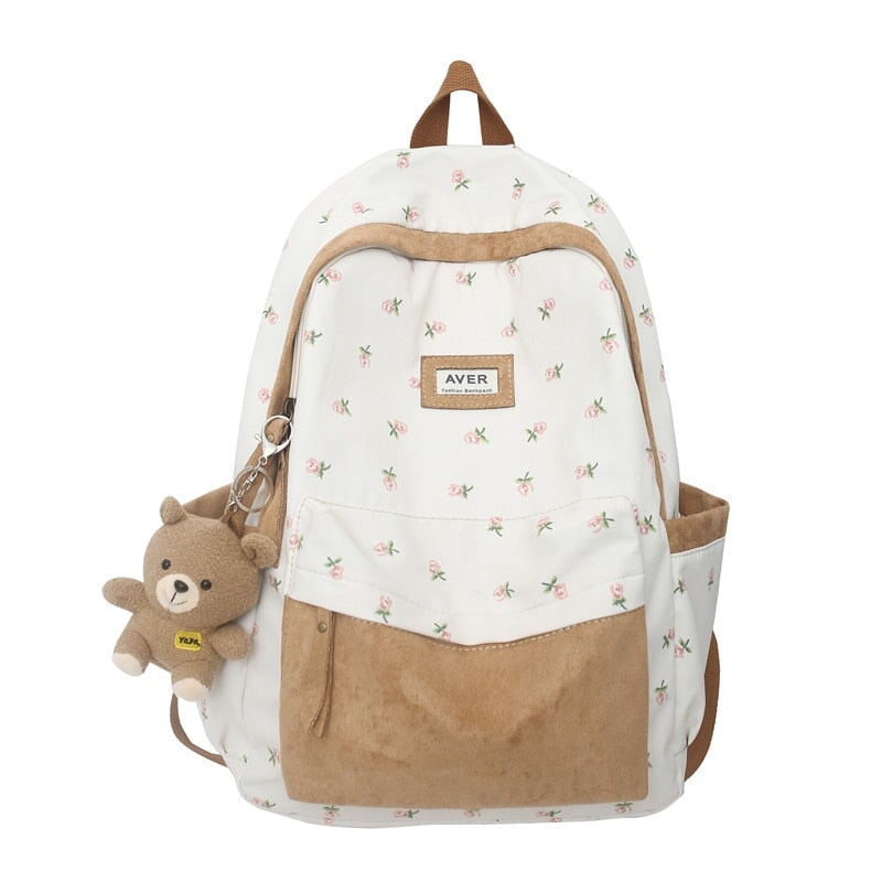 Kawaii Floral Two-tone Backpack-Kawaii Dream