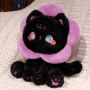 Kawaii Flower Black White Cat Plushies-Kawaii Dream