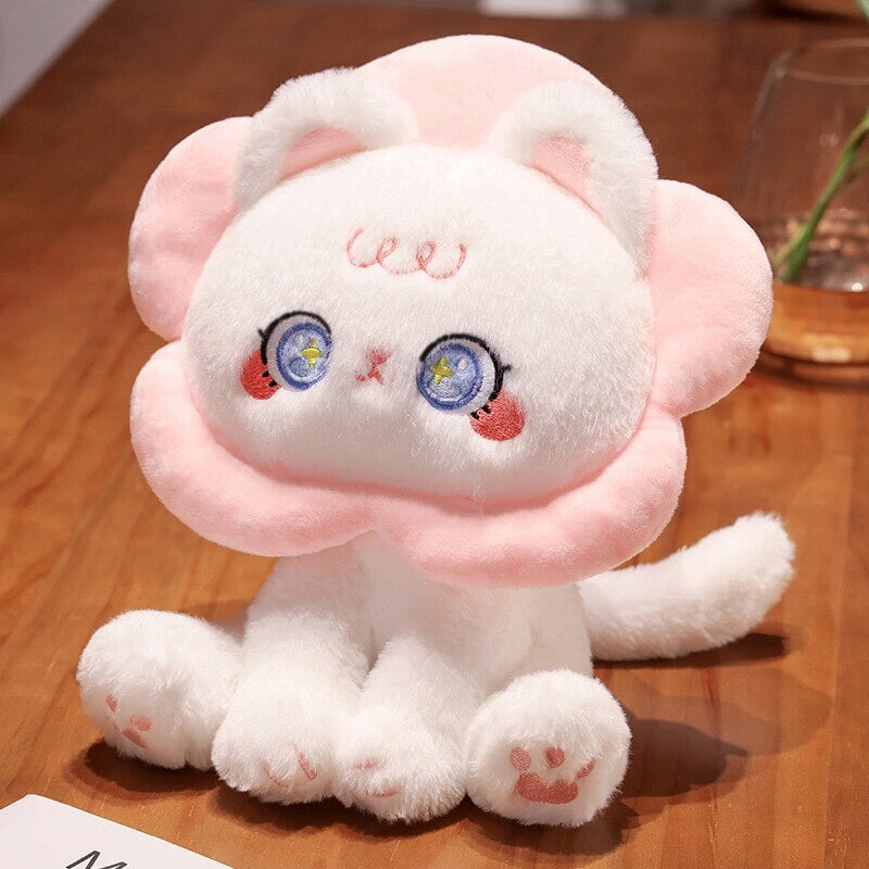 Kawaii Flower Black White Cat Plushies-Kawaii Dream