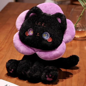 Kawaii Flower Black White Cat Plushies-Kawaii Dream