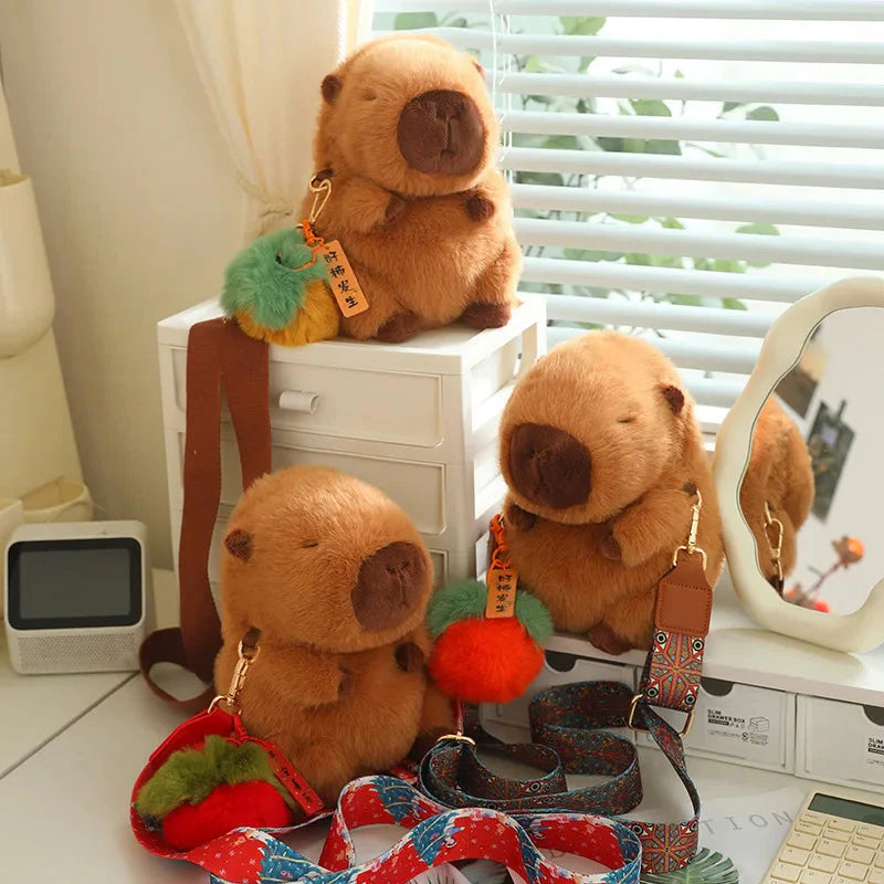 Kawaii Fluffy Capybara Plushies with Strap-Kawaii Dream