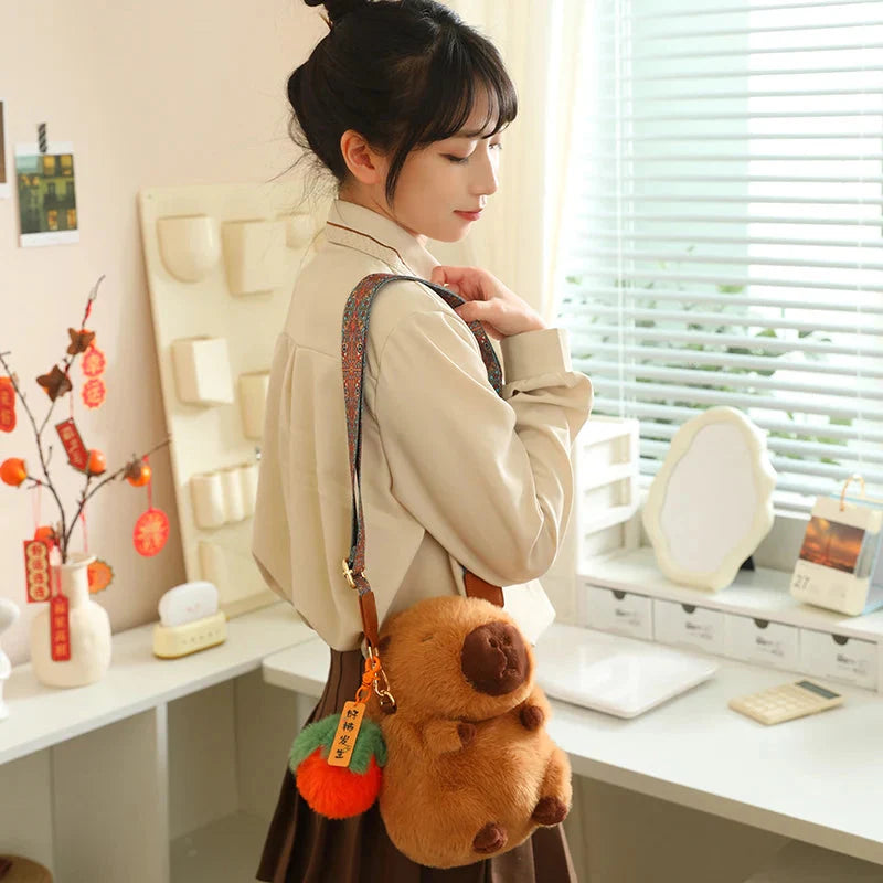 Kawaii Fluffy Capybara Plushies with Strap-Kawaii Dream